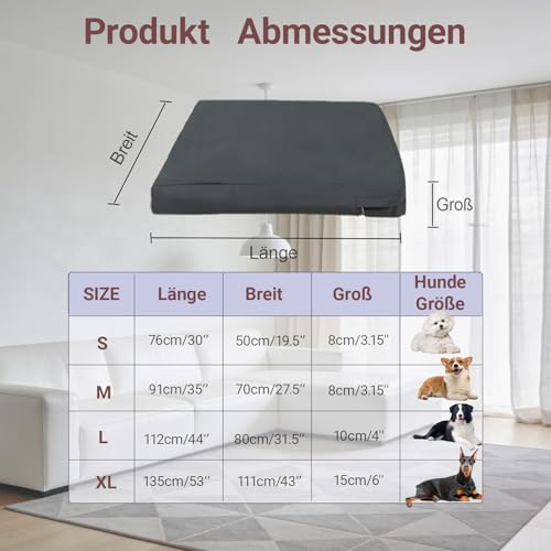 Xtrillogen Hundebett Bezug,Wasserdicht Bezüge für Hundebetten,Abnehmbarer Bezug für Hundebett Grosse Hunde,Outdoor Dog Bed Cover mit Reißverschluss,geeignet Hundematte Hundematratze (Schwarz, L)