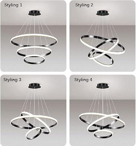LEGEEN 3 Ring Led Chandelier Juhumar Hanging Pendant Ceiling Light Lamp for- Kitchen, Hall, Lobby, Restaurant, Bar, Living Room, Bedroom, Hotel, Office, Indoor Decor Chandelier Lights (Golden) 4