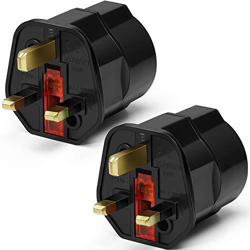 VGUARD European to UK Adapter, 2 pack Plug Adaptor EU to UK Plug Adapter 2 Pin Plug Adaptor to 3 Pin for Travel or Electronic Device from France, Italy, Spain, Germany to UK - Black