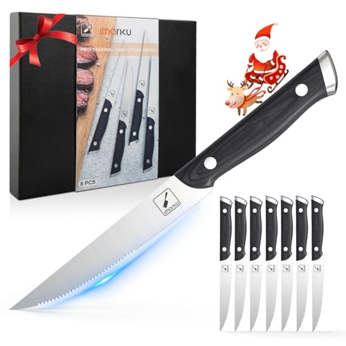 imarku Japanese Steak Knives, Steak Knives Set of 8,Stainless Steel Serrated Steak Knife,Steak Knife...