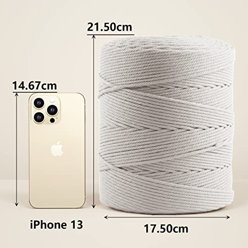 Image of ZUEXT Macrame Cord, White, 4mm x 547yds Cotton String Macrame Yarn