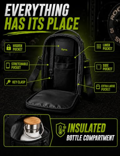 Image of Magnetic Gym Water Bottle Holder With Strap For Men And Women Universal Fit Multiple Pockets Sling Bag Secure Lockable Zippers Easy Access Phone Holder Water Resistant Perfect For workout, Black,