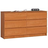 AKORD Kommode 140cm Breit - 3 Schubladen & 3 Türen Wenge/Sonoma Modern