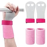 Xiansini Riemchen Turnen, 4 Stück Griffpads Kinder Turnen, Gymnastik Hand Grips mit Wristbands, Pull Up Grips für Kinder & Jugend, Reckhandschuhe Handflächenschutz für Mädchen Fitness & Training