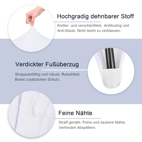 Alishomtll 6er Set Stehtisch Hussen mit Schleife, Ø70cm Stretch Stehtischhussen, Elegante Elastische Tisch-Überzug Hussen für Bistrotisch Runde Stehtisch Bankett Hochzeit (Ø70x110cm, Weiß)