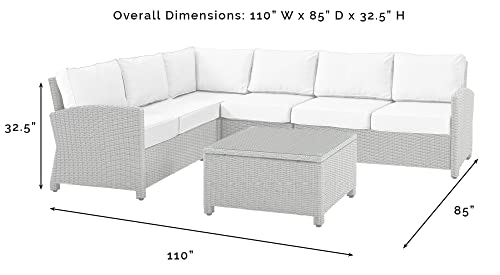 Crosley Furniture Ko70020Wb-Nv Bradenton Outdoor Wicker 5-Piece Sectional Set (2 Loveseats, 2 Chairs, Coffee Table), Weathered Brown With Navy Cushions #TOP4