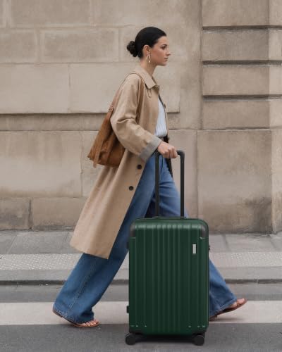 Image of Coolife Luggage, Lightweight and Durable Hardshell, 24 in, Dark Green