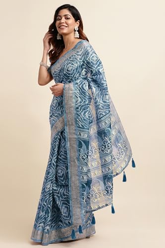 Image of MIRCHI FASHION Women Saree Cotton Blend Kalamkari Printed | Comfortable Office and Regular Daily Use Sari with Unstitched Blouse Piece