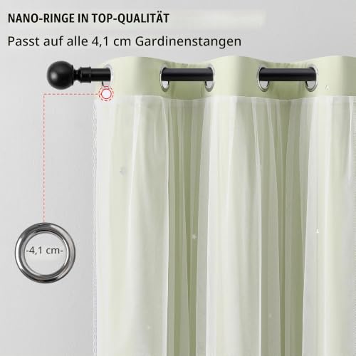Verdunklungsvorhang für Schlafzimmer Doppellagig 132 x 214 cm aus Polyester mit Voile Sternen-Design Schiebetür Mehrfarbig Sage… – Ansicht 4