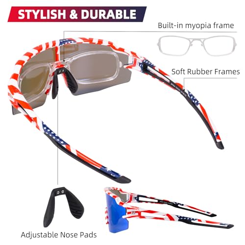 Image of ROCKBROS Polarized Sports Sunglasses Men Women - UV400 Protection Goggle with Myopia Frame for Running Cycling Driving