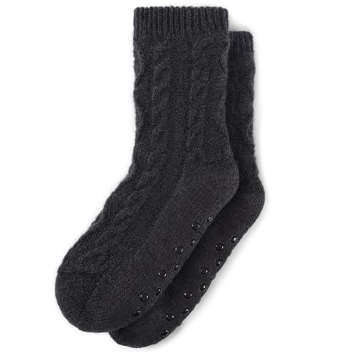 Image of Slipper Socks for Women with Grippers Non Slip, Sherpa Lined Slipper Socks