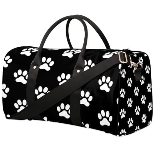Travel Duffel Bag, Animal Cat Dog Paw Prints Sports Tote Gym Bag Foldable Western Aztec Weekender Bag Carry on Luggage Handle Bag Overnight Shoulder Bag for Women Men,A-890