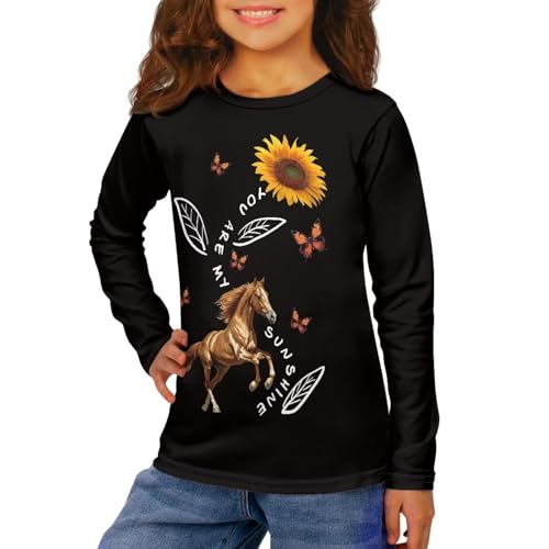 Image of Kids Long Sleeve Shirts for Girls 3-16 Year Old Cute Clothes for Teen Girls Casual Workout Tops