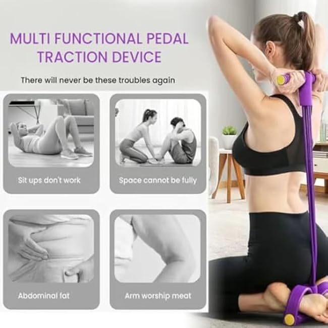 Elementalt Pedal Puller, 2025 Latest 8-Tube Pedal Resistance Device, Detachable and Adjustable Pedal Resistance Device, Multifunction Tension Rope is Ideal to Tone Arms,Abs,Waist Unisex