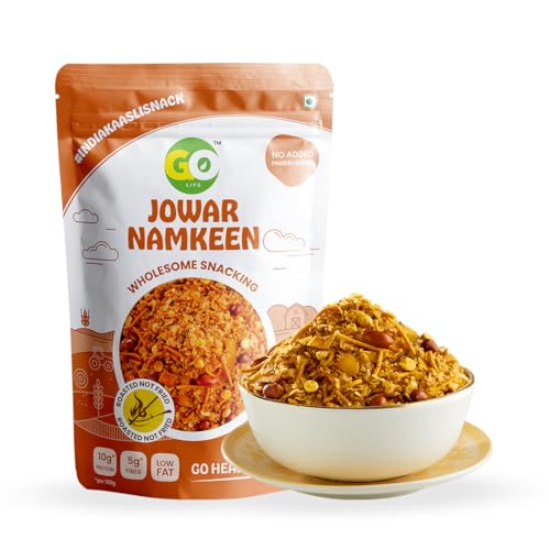 Image of GO LIFE Jowar Namkeen (250G) | Healthy & Tasty Khatta Meetha Millet Snack | Roasted Not Fried, Protein-Rich, High Fiber, Gluten-Free, Zero Preservatives | Perfect Diet Snacks | Anytime Snacking