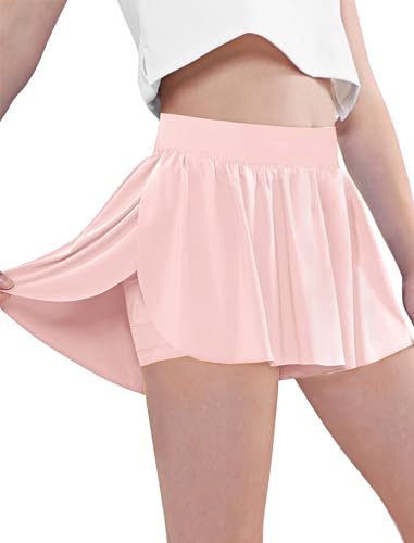 EXARUS Girls Butterfly Flowy Shorts 2 in 1 with Pockets Athletic Flat Waist Cheer Running Workout Sports Gym Preppy3