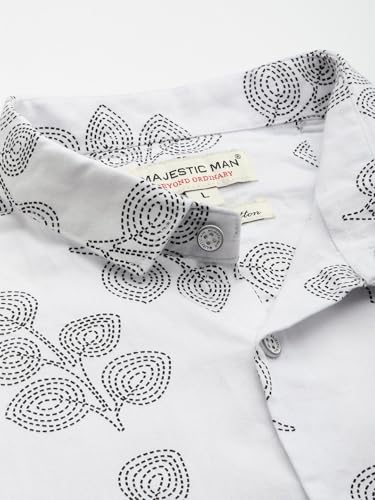 Image of Majestic Man Slim Fit Floral Printed Pure Cotton Casual Half Sleeve Shirt