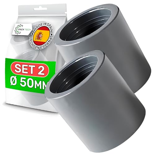 2 Piezas Reductor PVC Ø50 mm para Tubería de Presión con Conexión Hembra-Hembra - MADE IN SPAIN - Garantía de 5 Años - ONIX TECH