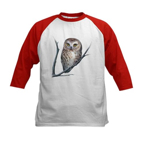 CafePress Little Owl Kids Baseball Tee Kids Cotton Baseball Jersey, 3/4 Raglan Sleeve Shirt Red/White