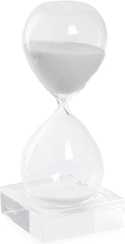 Bey Berk - Temporizador de arena de cristal de 30 minutos con arena blanca