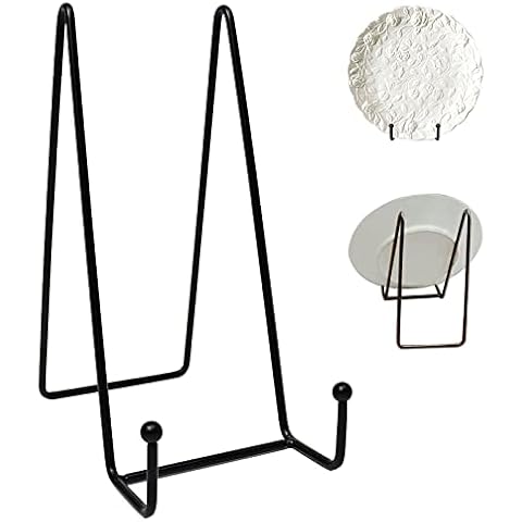 Goalfly 8 Inch Plate Stands for Display, 7 Pcs Metal Black Plate Holder Display Stand Easel, Picture Frame Stands for Pictures, Book, Decorative Plate Cover
