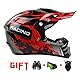 Motorradhelm Kinder, Fullface Downhill Motocross Helm, Jugend Crosshelm Helm Motorrad MTB Enduro Quad, Für Mountainbike MTB ATV Bergbuggy Sport Schutz, Mit Handschuhe Maske Brille(Red,S(52-53CM))