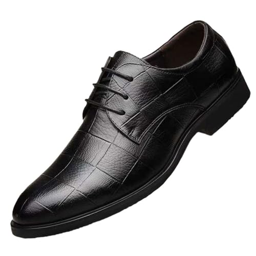 Dress Shoes for Men Men's Patent Leather Dress Shoes Casual Round Toe Lace-Up Footwear for Spring and Autumn, Large