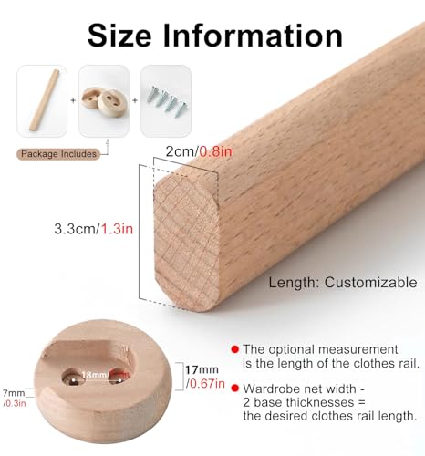Tringle de placard en bois naturel robuste pour dressing durable - 4