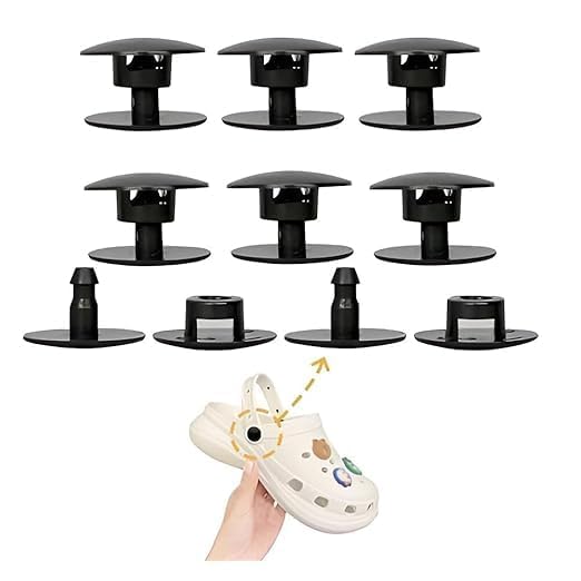Replacement Rivets for Crocs, Black Plastic Clips, 8 Sets, Standard Size