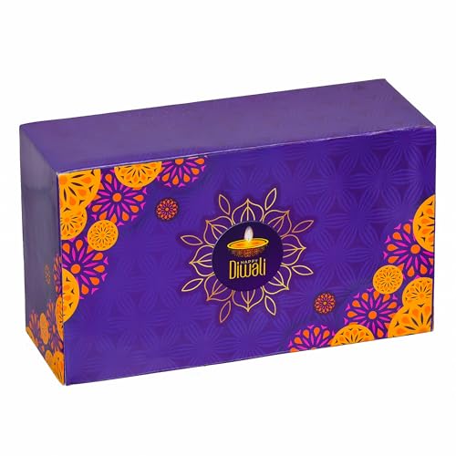 Image of Diwali Decorative Gift Box Set with Ganesha Tea Light Candle Holders, Traditional Elephant Candle Holder, Purple and Red
