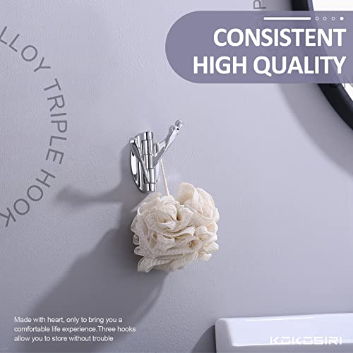 Kokosiri Swivel Hooks Solid Metal Foldable Towel Hooks With Multi Three Rotating Arms Swing Arm Triple Robe Hook Hanger, Wall Mounted, Polished Chrome, B1009Ch-P1 #TOP7