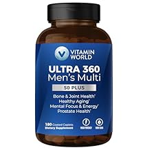 Vitamin World Ultra 360 Multivitamin for Men 50 Plus, Mens 50+ Multivitamin with Minerals & Herbs for Prostate Function, Supplement with Vitamin A, C, D, E & Zinc for Healthy Aging, 180 Caplets
