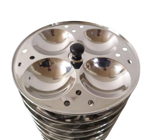 Image of Heavy Duty (2.2 KG) | Stainless Steel Idli Maker | Idli Maker Big Size | 8 Plates | 32 Idlis at a time + 1 mini idli plate free (Gas Stove Compatible)