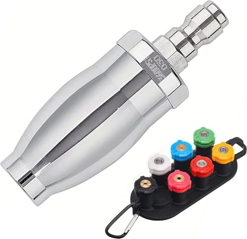 Nozzle rotatif turbo pour nettoyeur haute pression en acier inoxydable 4000 PSI pour eau chaude et froide, raccord rapide 1/4 pouce, orifice 3,0 avec kit de 7 embouts de pulvérisation à degrés multipl