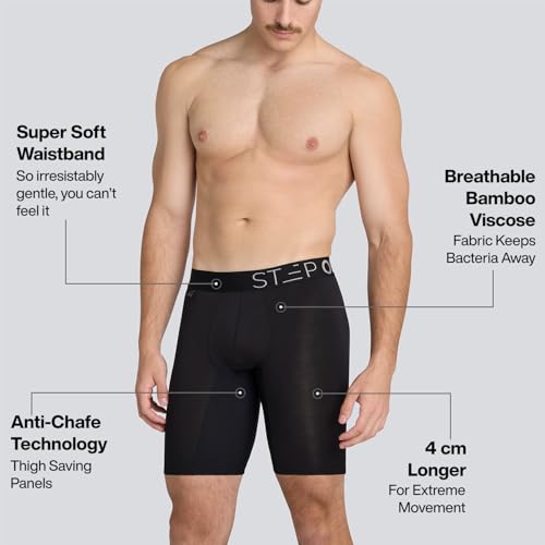 STEP ONE Mens Boxer Briefs Sport, 3 Pairs, Viscose from Bamboo Longer Length Anti Chafing Comfortable Moisture-Wicking Boxers3