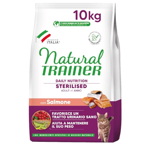 TRAINER Feline natural STERILISED salmão 10 kg