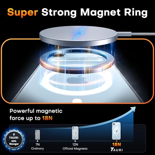 Image of TAURI for iPhone Air Case, Compatible with MagSafe, Clear | with Screen Protector, Not-Yellowing Military-Grade Protection, Shockproof Slim Magnetic Case for iPhone 17 Air