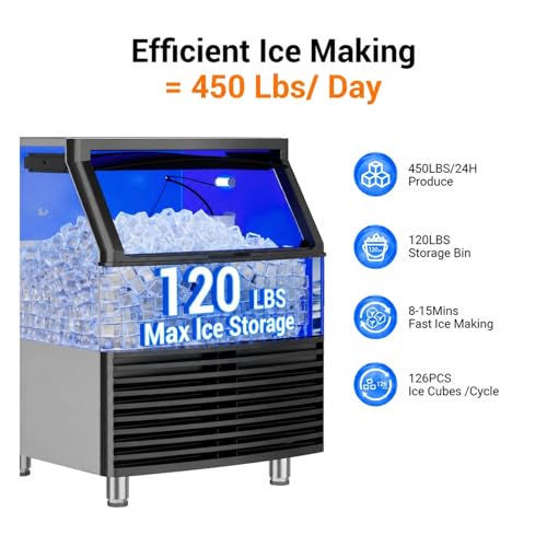 Fabricadora de hielo 450 lbs/24h con depósito 120 lbs miniatura 3