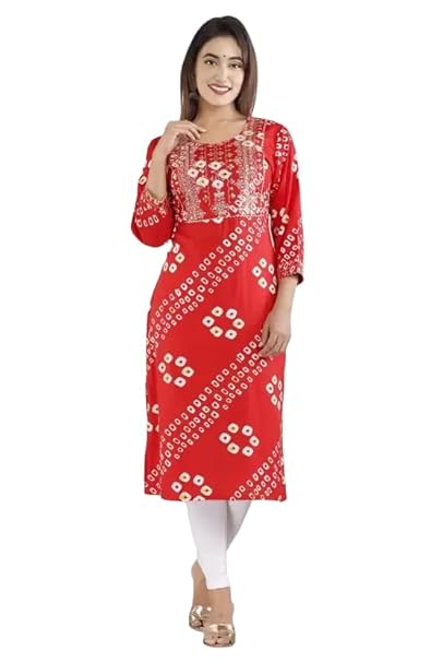 Women Rayon Printed Embroidery Straight Kurti | Kurti for Women Kurti | Ladies Kurti | Long Kurti for Women | Printed Kurti for Women