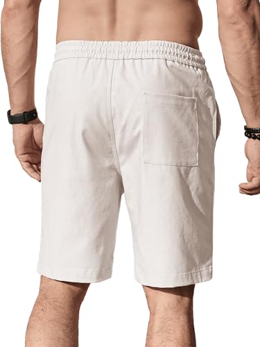 Comdecevis Men's Linen Shorts Casual Elastic Waist Drawstring Summer Beach Vacation Yoga Golf Shorts with Pockets2