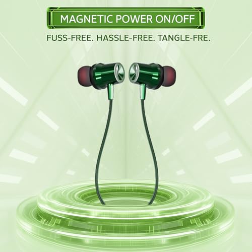 Image of inear DJ M7 Neckband Bluetooth Earphones | Upto 50H Playtime | Magnetic On /Off, ENC for Clear Calls | Water & Dust Resistant, Deep Bass | Fast Charging, Wireless Earphones for Music & Calls | Green