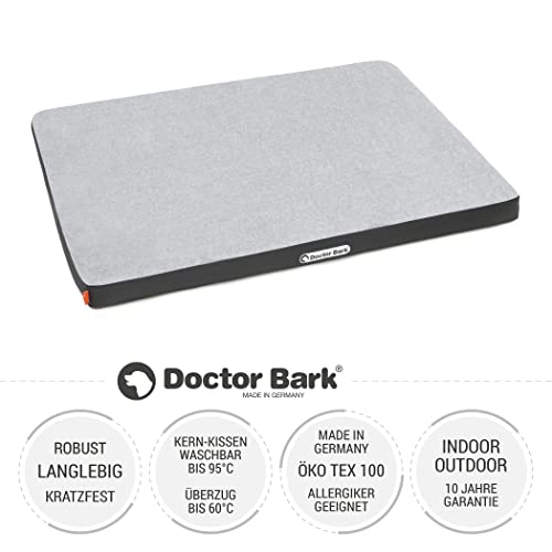 Doctor Bark | orthopädische Hundematratze mit kuscheliger Fleece-Liegefläche, waschbares Liegekissen für große Hunde (L - 100x70 cm, hellgrau - grau)