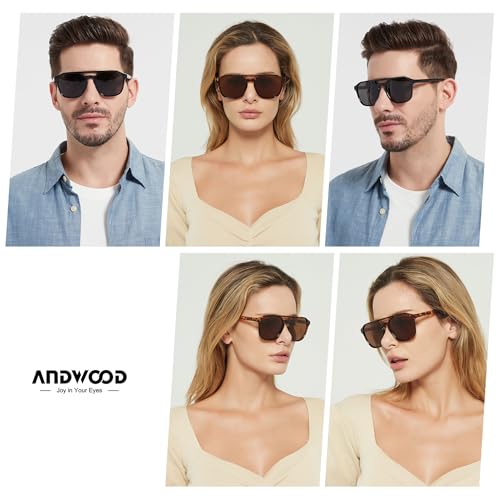 ANDWOOD Trendy Aviator Polarized Sunglasses Men Women Square Stylish Frame Sun Glasses4