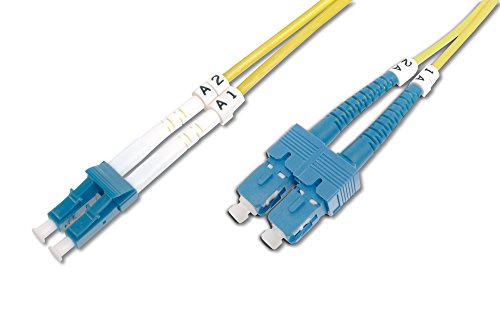 DIGITUS LWL Patch Cable OS2-1 m LC to SC Fiber Optic Cable - LSZH - Duplex Singlemode 09/125µ - 10 GBit/s - Yellow