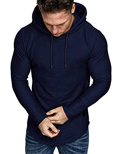 Lexiart Mens Fashion Athletic Hoodies Sport Sweatshirt Solid Color Fleece Pullover
