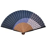 浴衣 扇子 和装 [なごみや] ブロークンパターン 布扇子夏扇 ゆかた 夏着物用 暑さ 熱中症 対策 メンズ 22cm 麻の葉_紺331