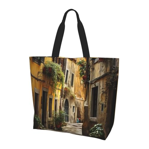 Unkhtt Bolso bandolera italiano con estampado de calle vieja y elegante, de gran capacidad, para uso diario, viajes, viajes y viajes
