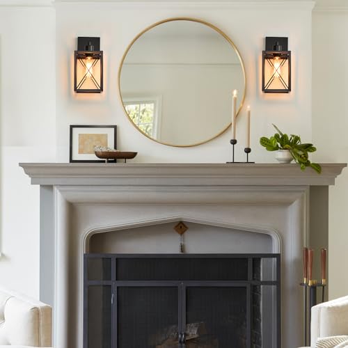 Image of Rotatable Angle Black Wall Sconce Set of Two,Metal Vintage Dimmable Wall Sconces,Industrial Wall Lights for Bedroom Bedside Doorway