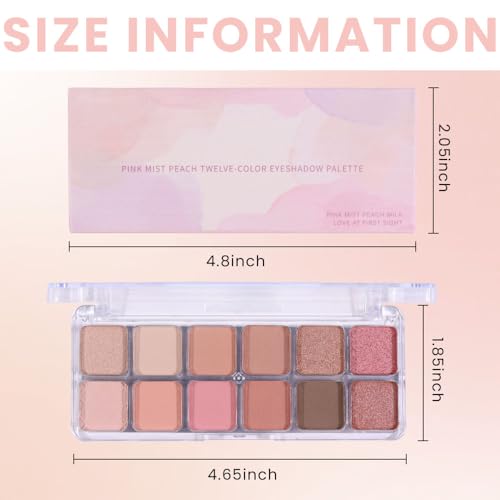 Image of SUAKE Nude Pink Eyeshadow Palette, Matte & Shimmer, High Pigmented 12 Colors Brown Purple Eye Shadow Primers for Eye Makeup, Korean Powder Palet de sombras de ojos