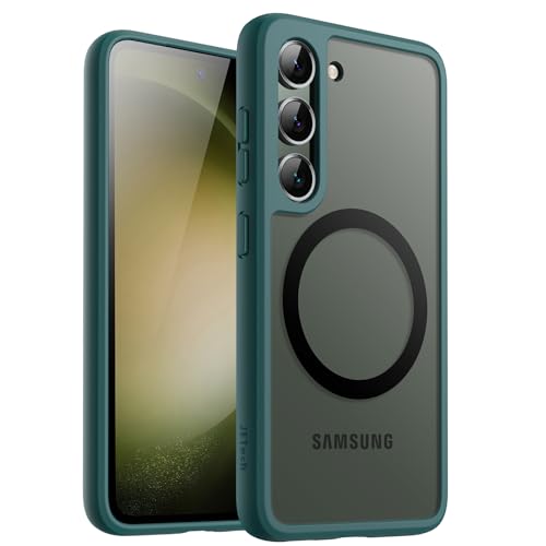 Image of JETech Magnetic Cover Case for Samsung Galaxy S23+ / S23 Plus 5G 6.6-Inch, Compatible with MagSafe, Translucent Matte Back Shockproof Phone Cover (Midnight Green)